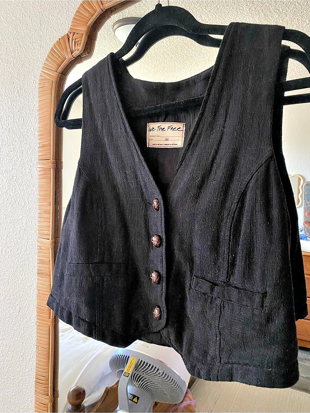 We The Free Button Front Black Vest Size XS Like New